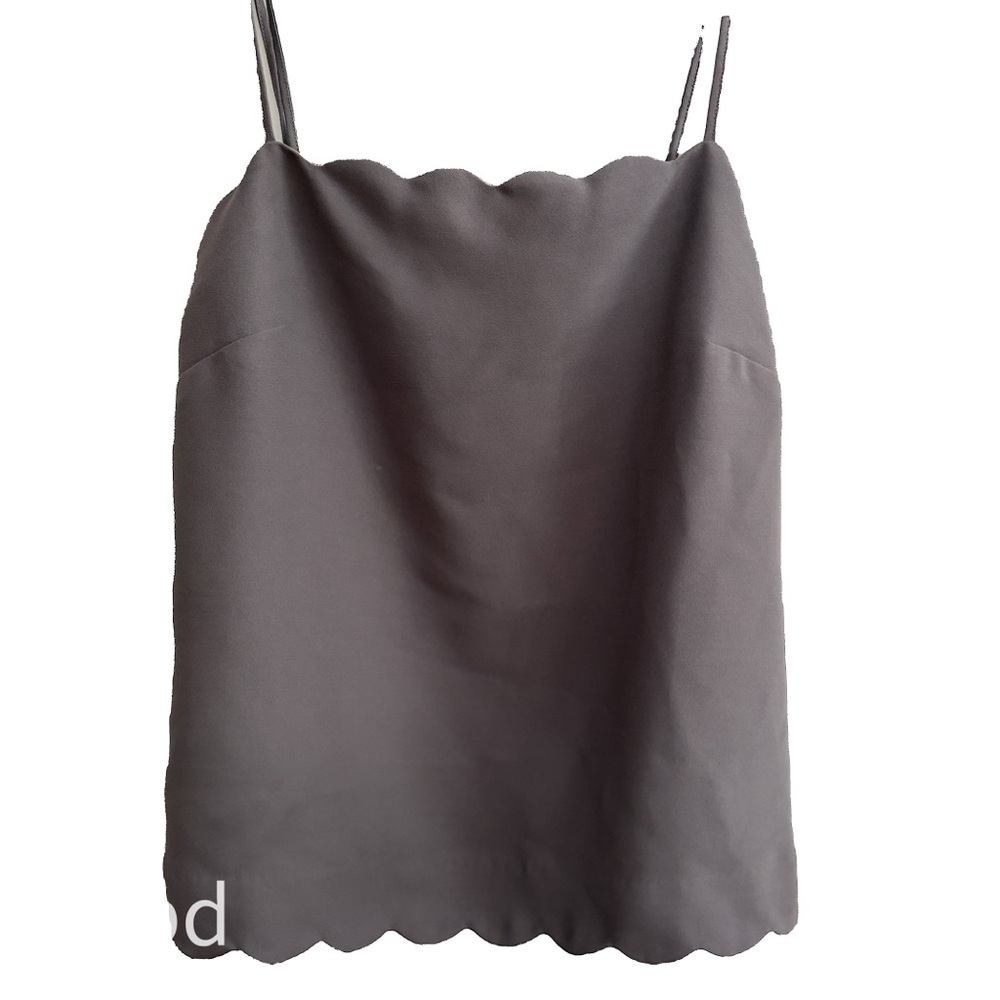 Banana Republic Scalloped Camisole Top - Sz M, Charcoal Gray, Adjustable Straps